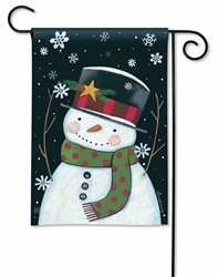 Nighttime Snowman Garden Flag + Quality Flags and Spinners